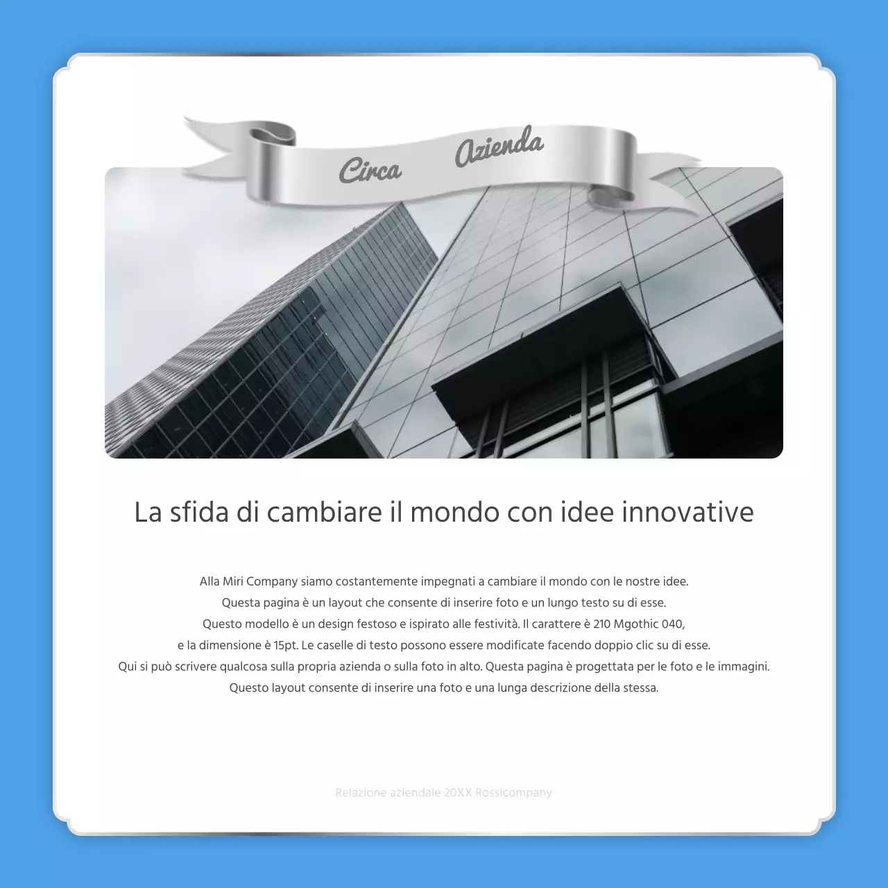 Un semplice post di rendicontazione di fine anno in azzurro e bianco