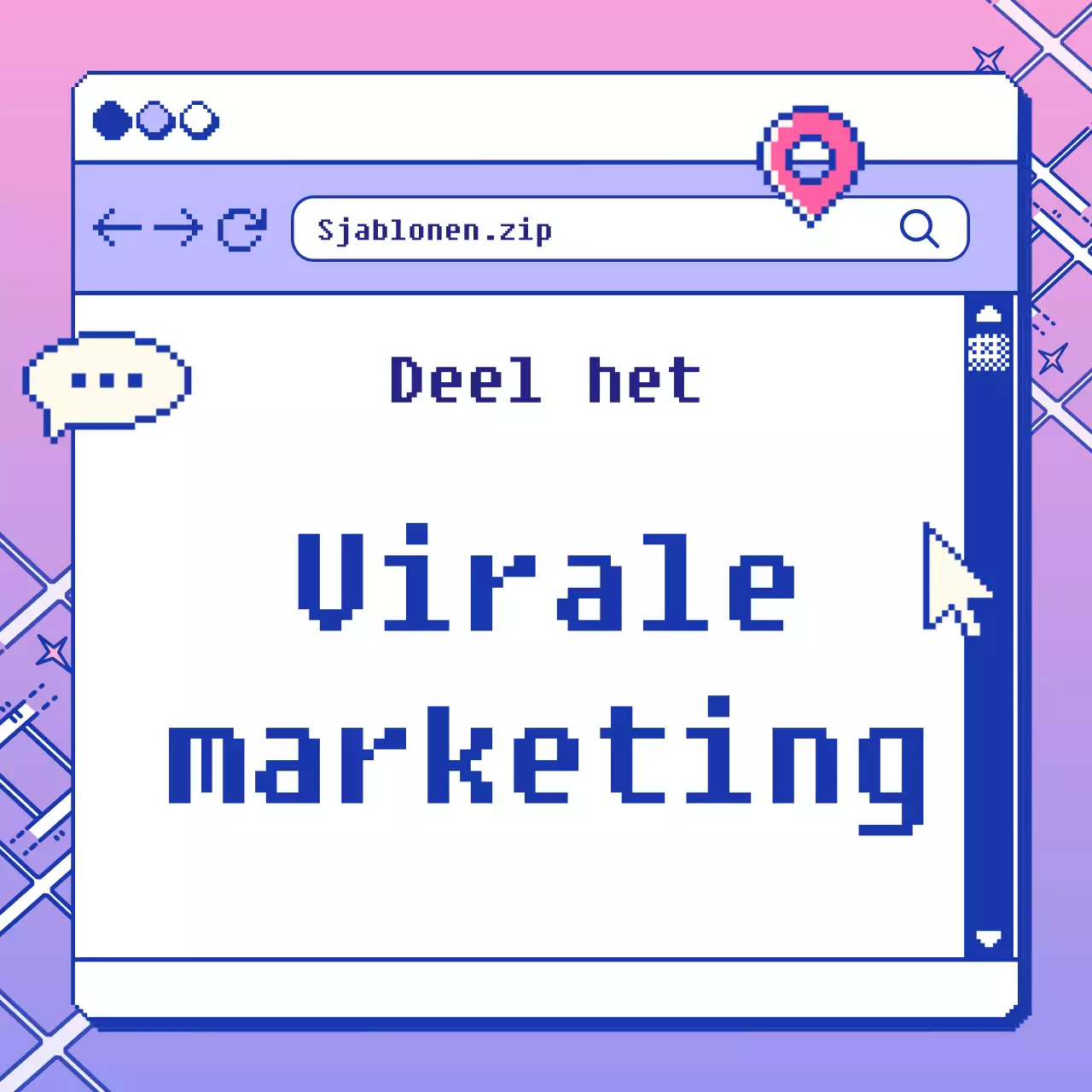 Vintage virale marketing advertentie met een mauve achtergrond