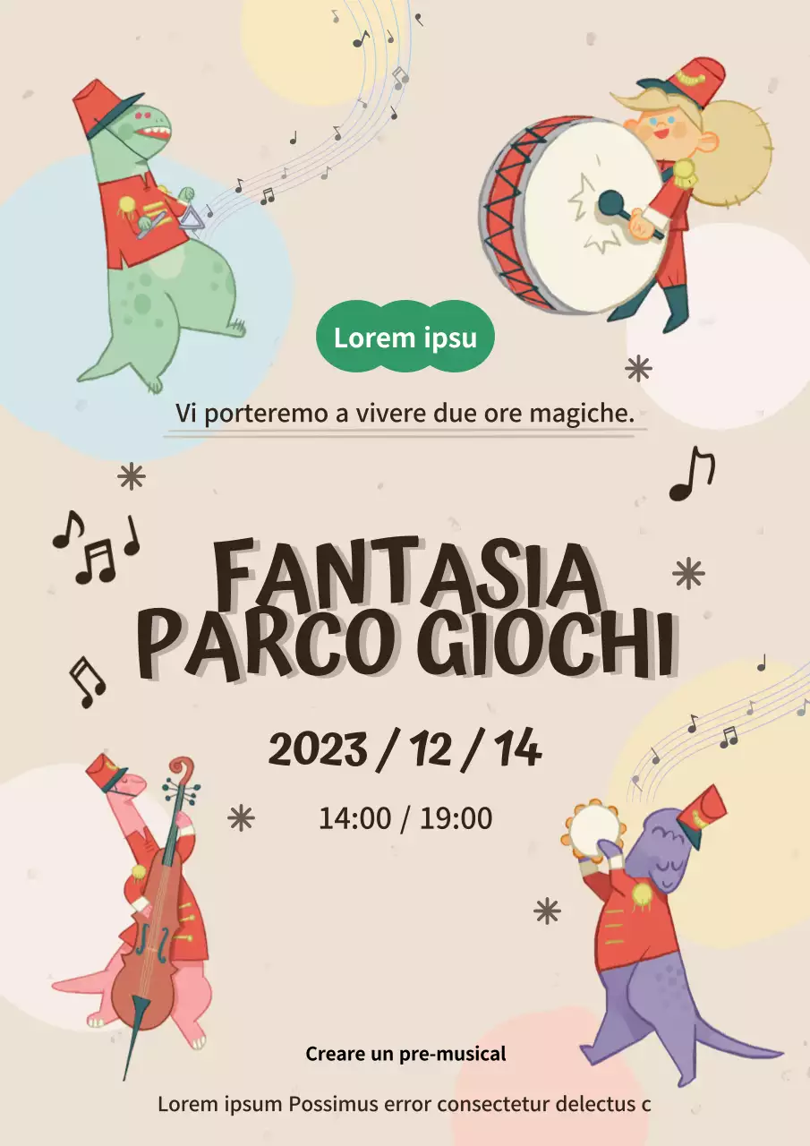 Promuovere un musical kitsch su uno sfondo beige