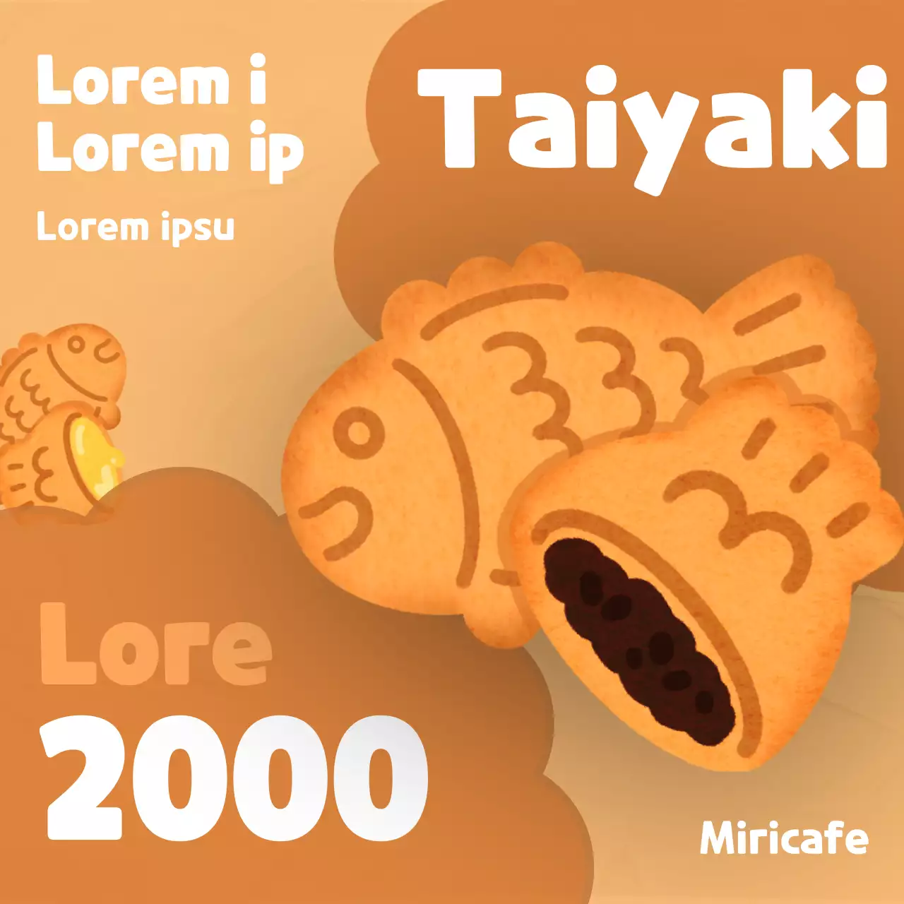 Promouvoir les petits pains taiyaki bruns et beiges
