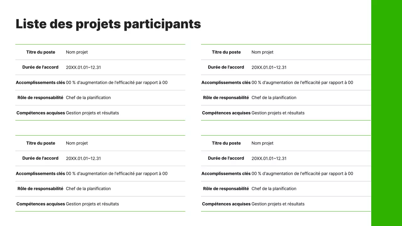 Un portefeuille de carrière simple en vert