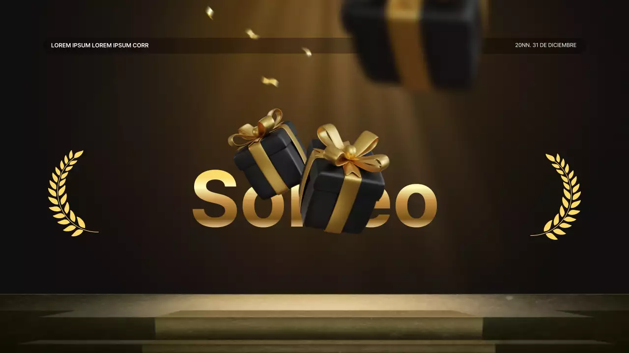 Una lujosa presentación de resultados en dorado y marrón y un informe del evento de fin de año