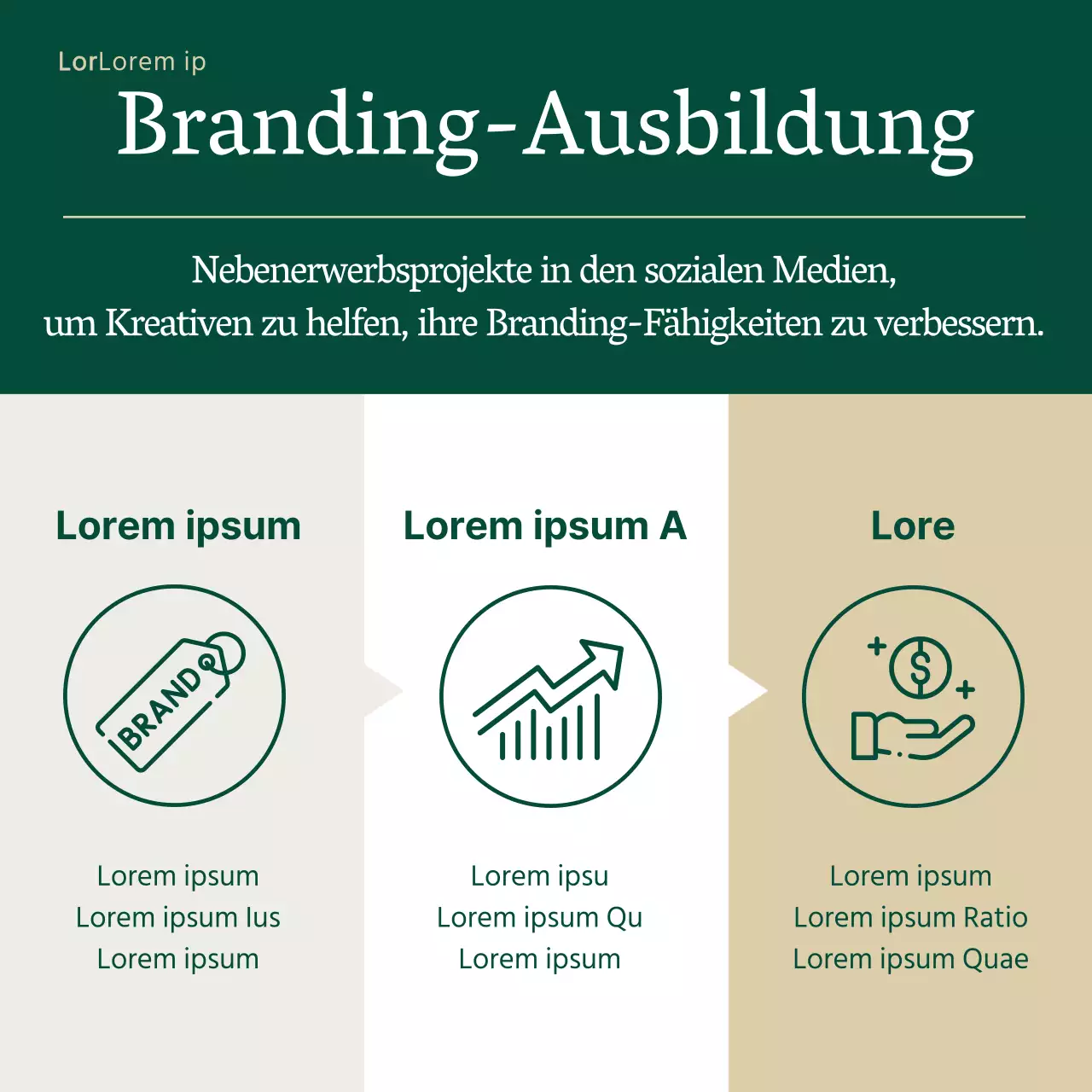 Moderne Team-Anzeige in Grün und Beige