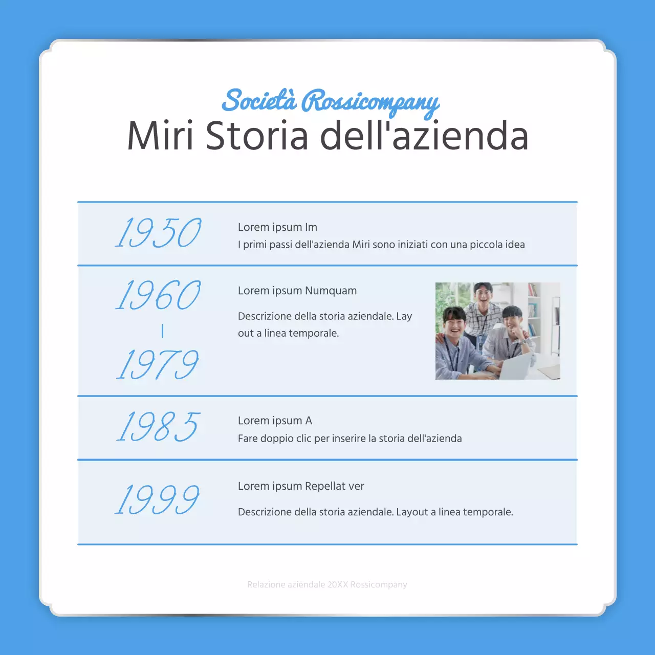 Un semplice post di rendicontazione di fine anno in azzurro e bianco