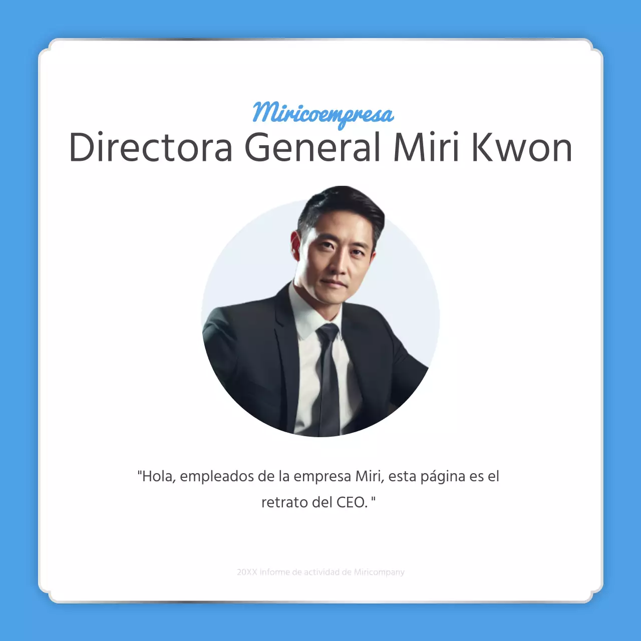 Un sencillo informe de fin de año en azul claro y blanco