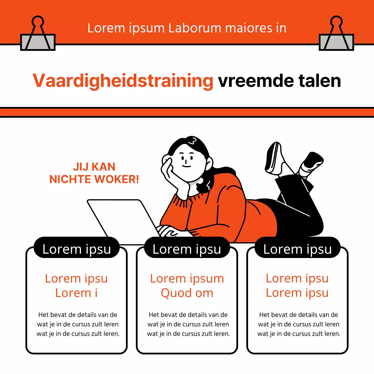 Over het oranje en zwarte eenvoudige baantrainingsprogramma