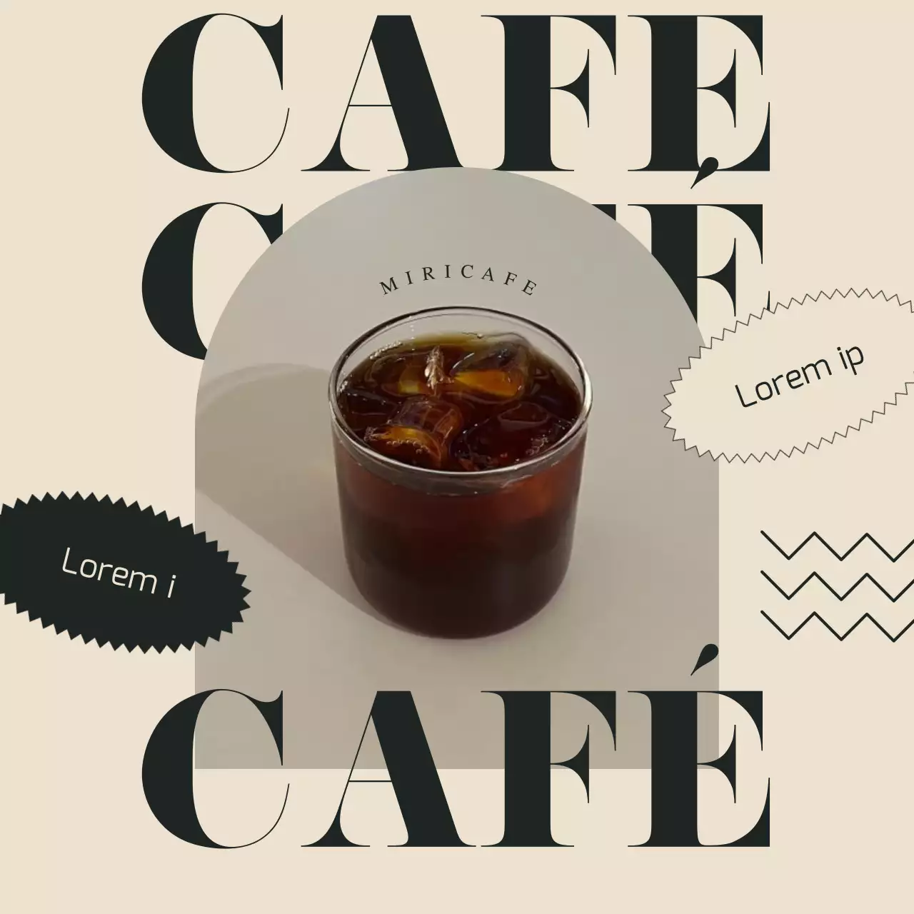 Un sencillo anuncio de marca de cafetería en verde y marfil