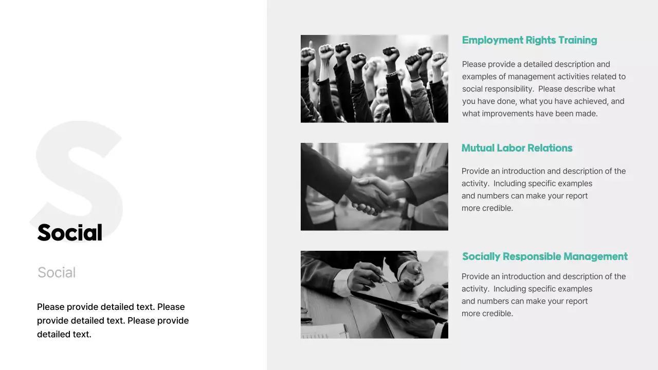 Basic feel with mint accent color ESG reports