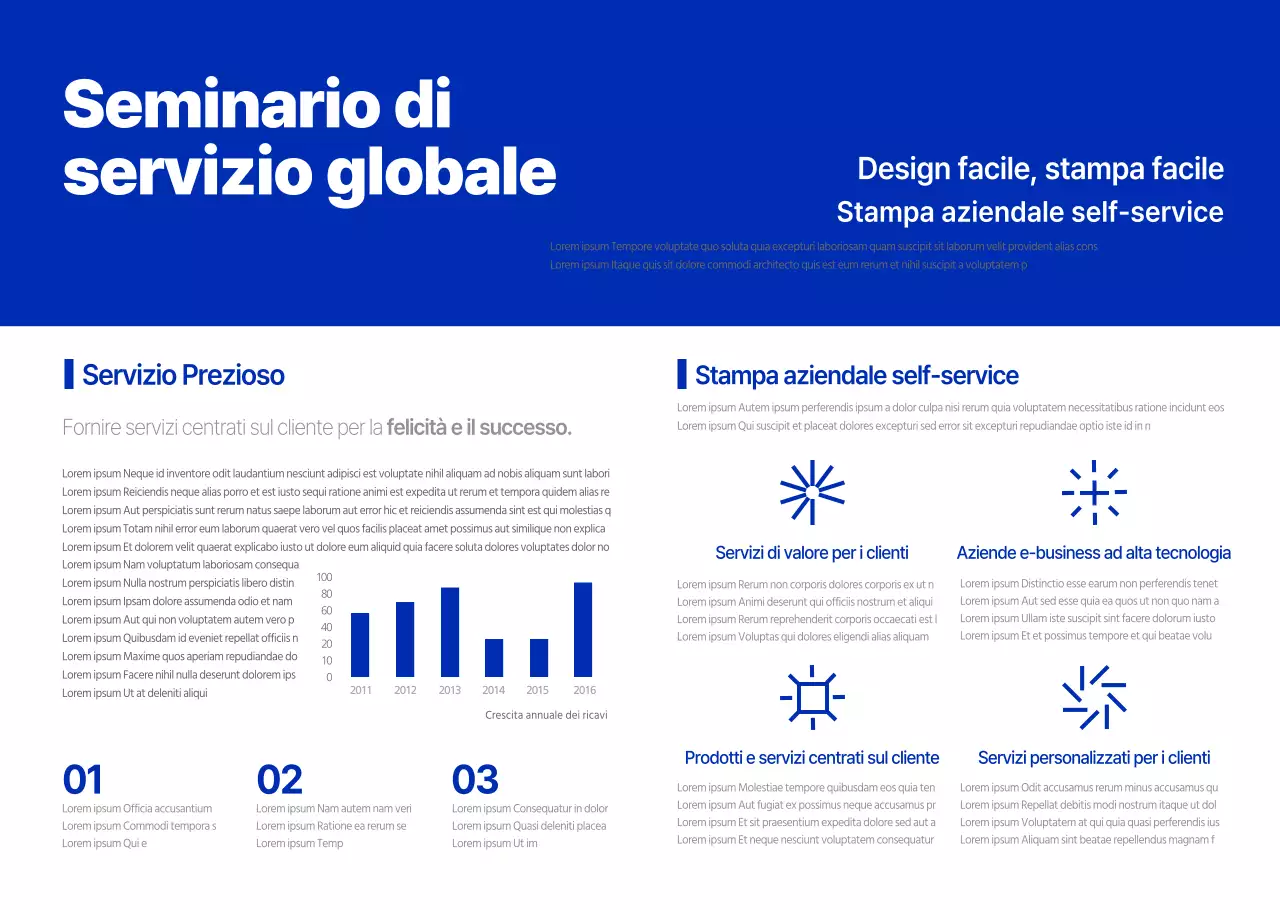 Presentazione di un seminario aziendale sofisticato e dai toni blu