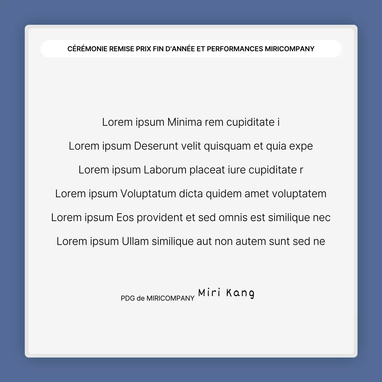 Une présentation simple des performances en bleu et blanc et un rapport sur les événements de fin d'année