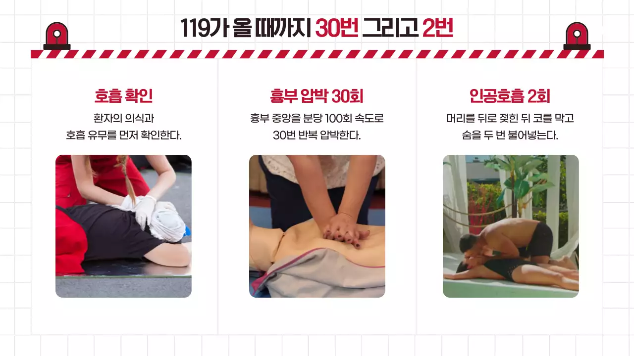 빨강 흰색의 심플한 필수 소방안전 교육자료