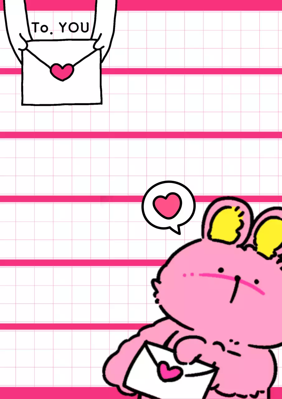 Roze kitscherig konijntje en manuscript papieren uitnodiging