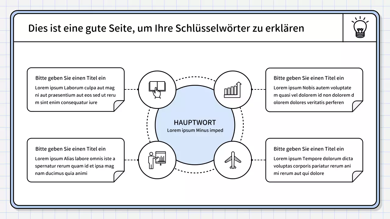 Ein einfacher, hellblauer zusammenfassender Bericht