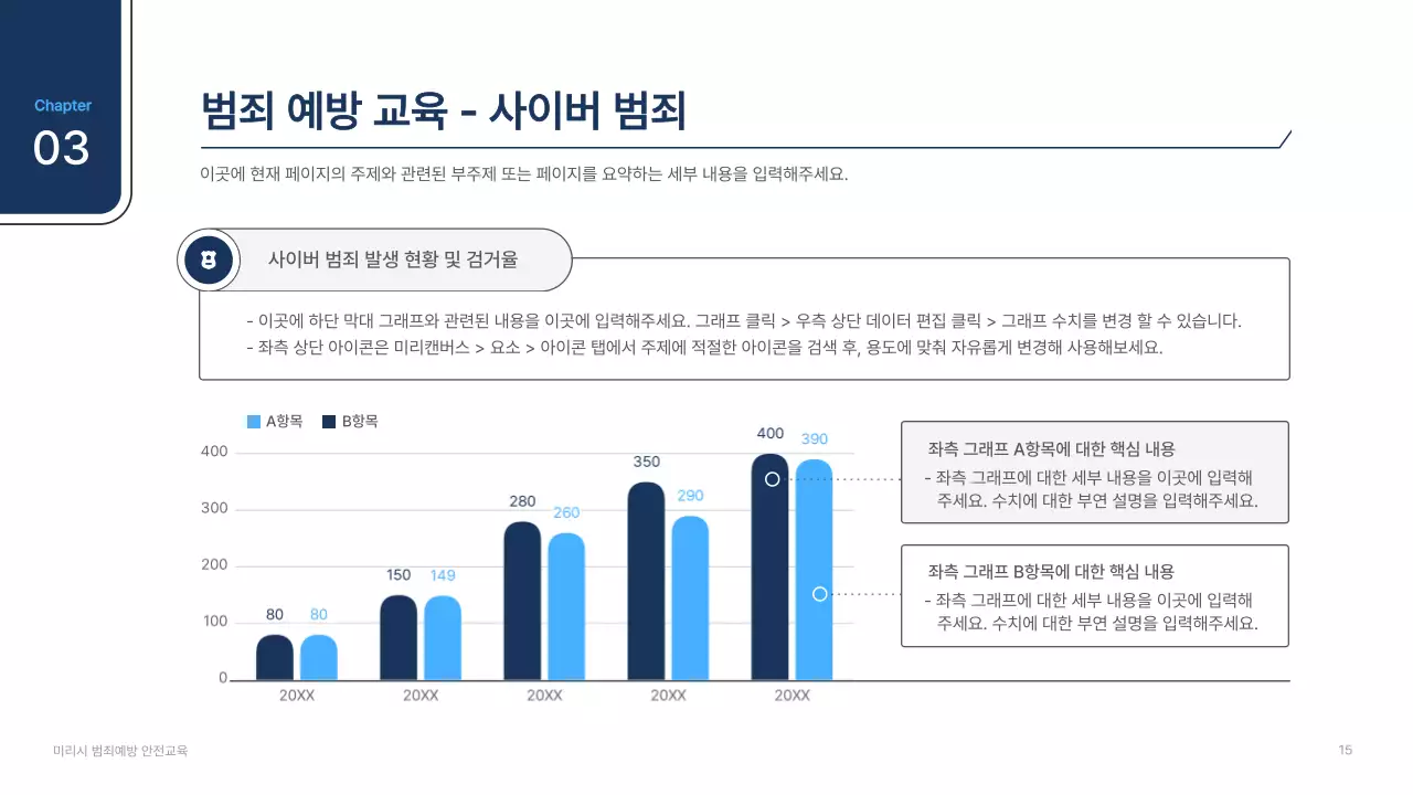 흰색과 남색의 심플한 범죄예방 발표자료