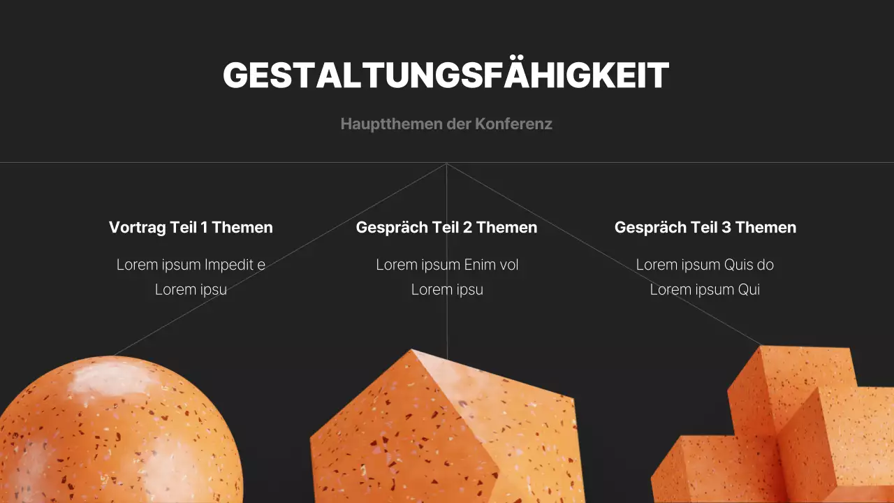 Ein moderner Konferenzprospekt in Schwarz und Orange