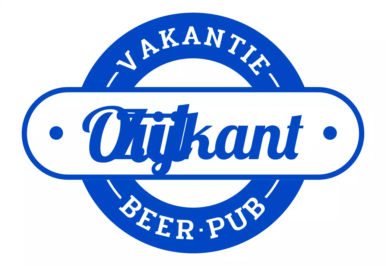 Retro-geïnspireerd uithangbord voor brouwerij met blauwe tinten