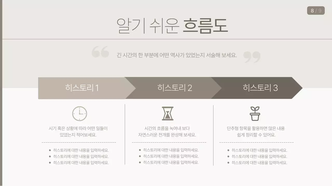 베이지색과 갈색의 미니멀한 비지니스 발표자료