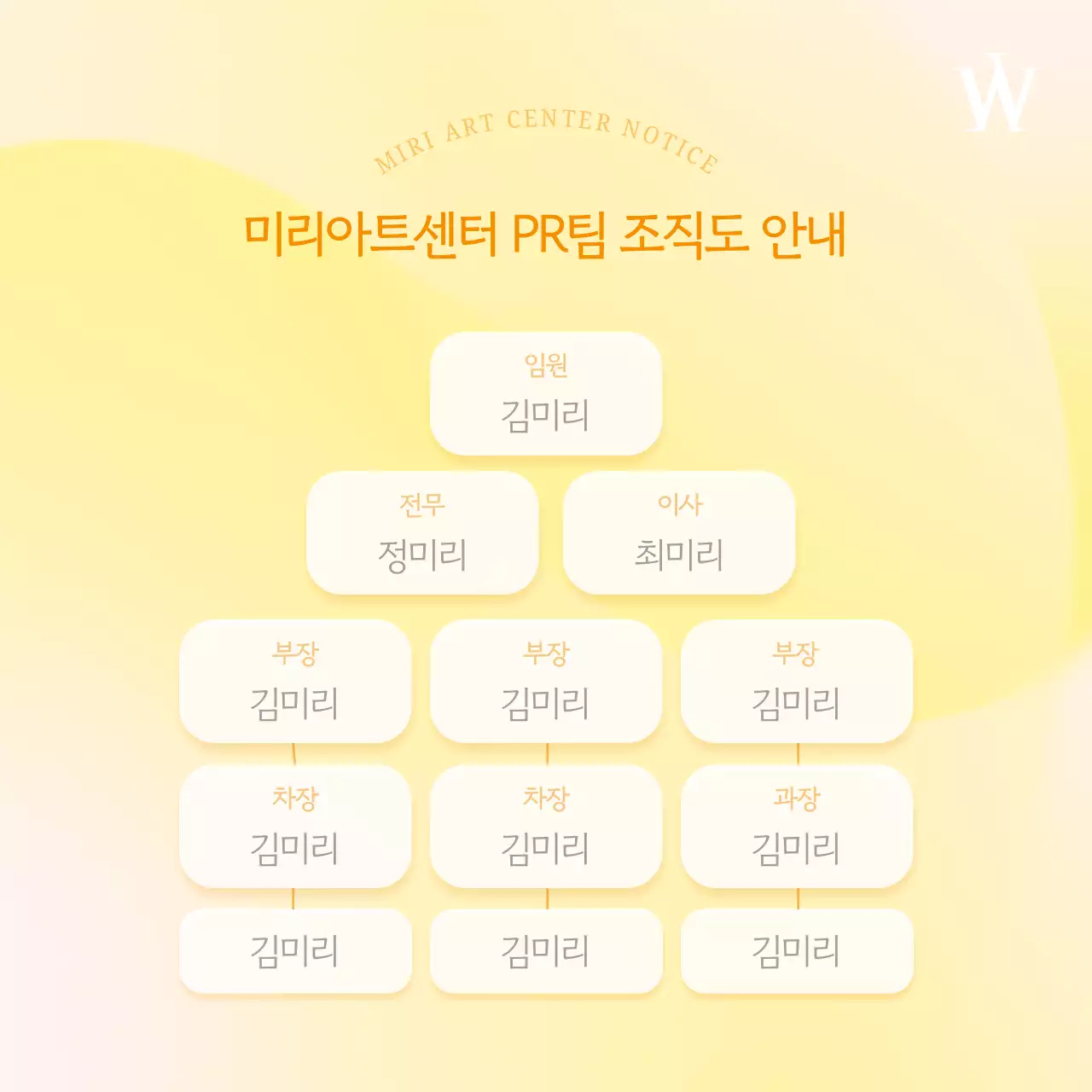 노랑과 회색의 모던한 행정조직 개편안내 공지