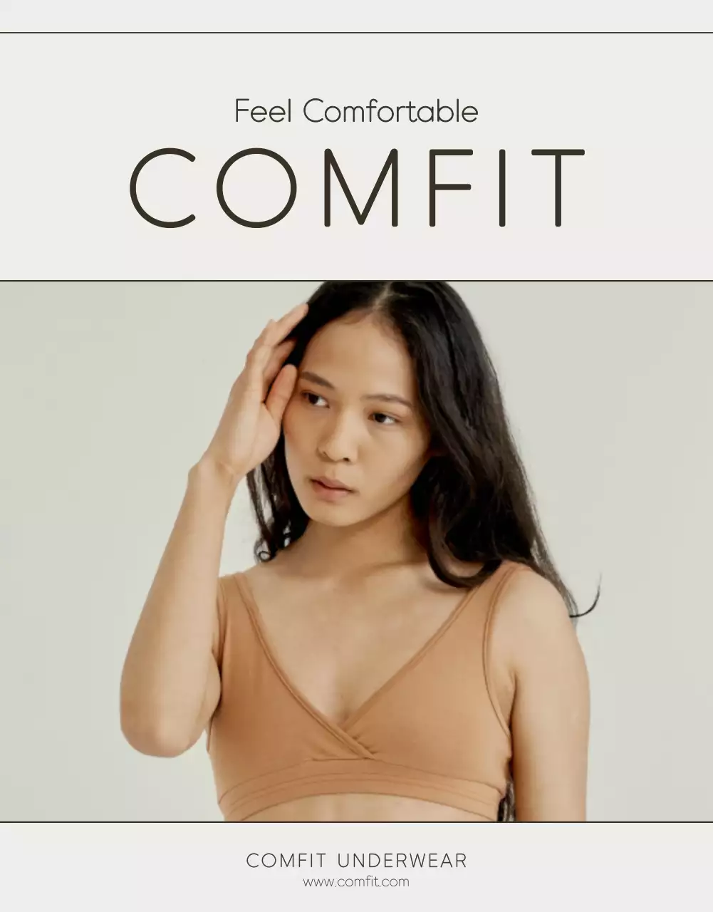 흰색과 연두의 심플한 속옷 광고