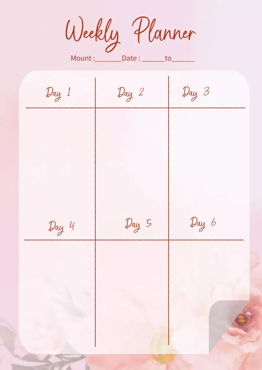 에스테틱 장미 주간 및 일일 플래너