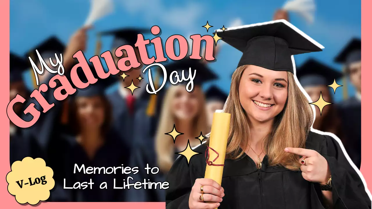 Pink Trendy Graduation Vlog YouTube Thumbnail