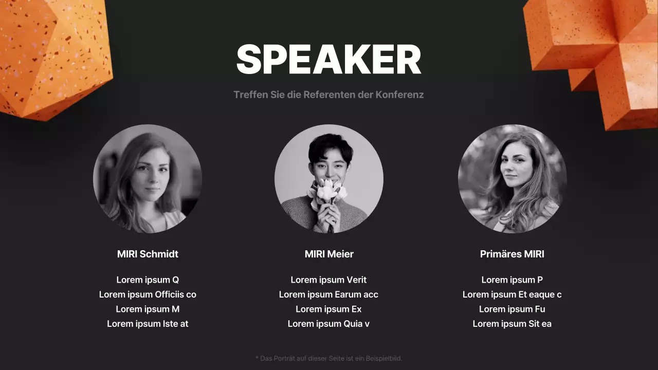Ein moderner Konferenzprospekt in Schwarz und Orange