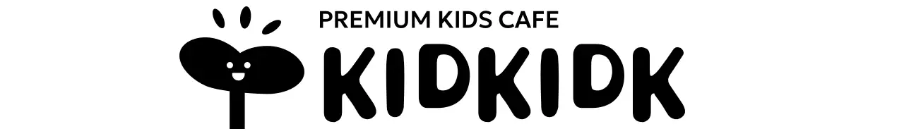 웃고있는 새싹 아이콘이 있는 키즈카페 디자인