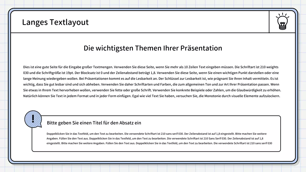 Ein einfacher, hellblauer zusammenfassender Bericht