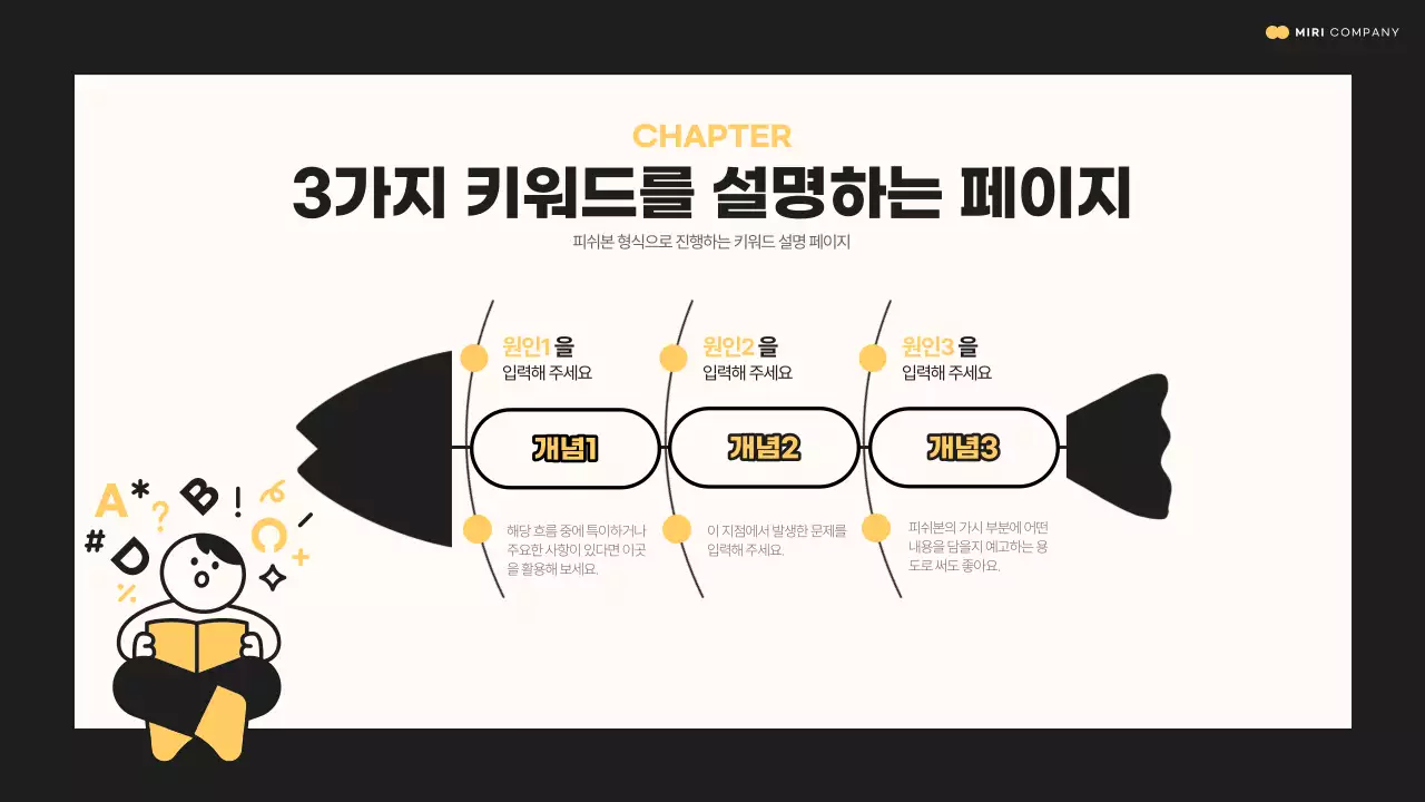 검정과 노랑의 아기자기한 레이아웃 소개서