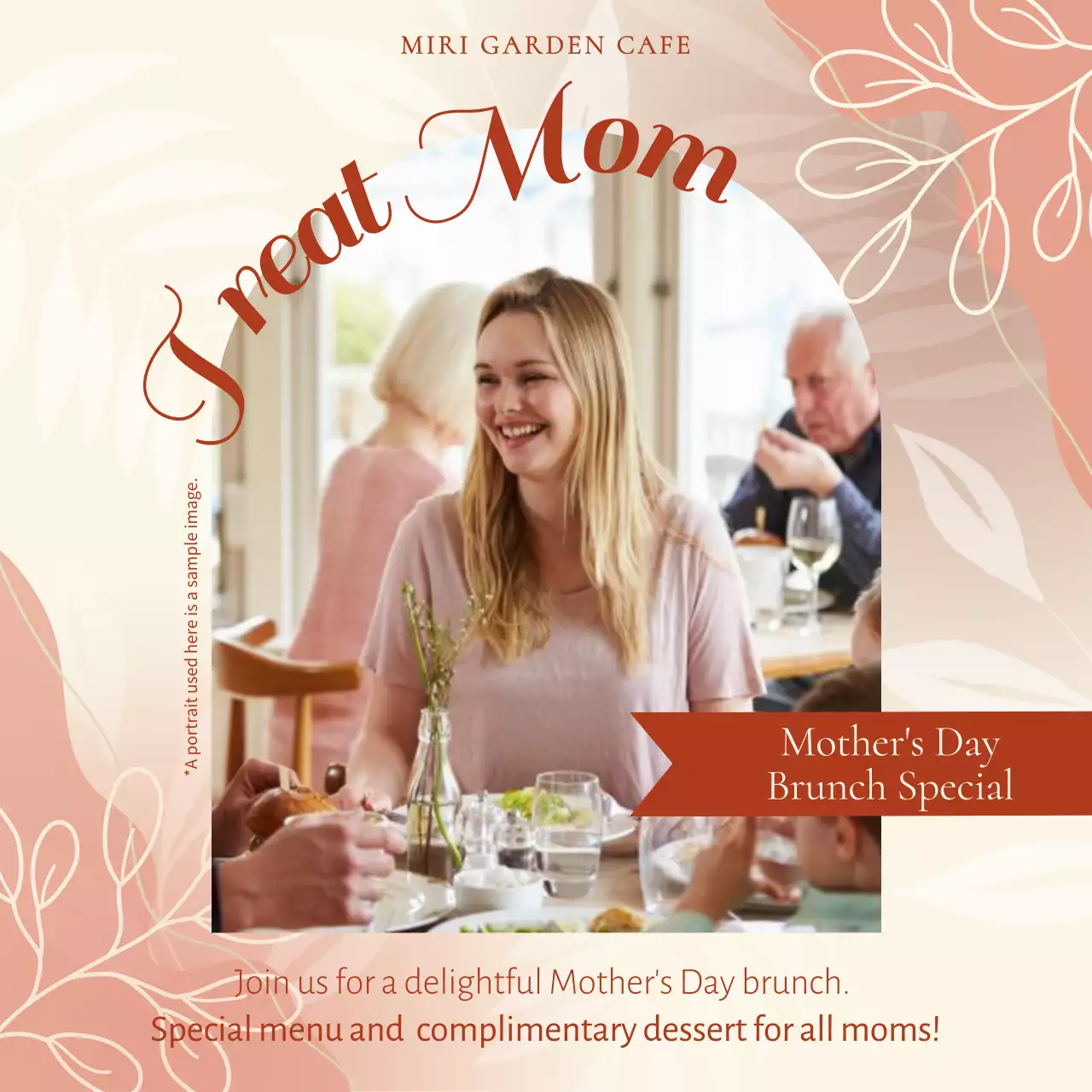 Coral Elegant Brunch Promotion Social Media Post