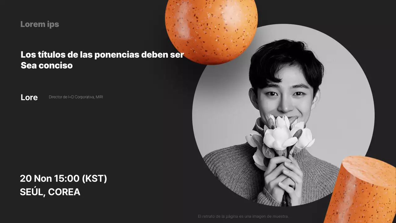 Un moderno prospecto de conferencia en negro y naranja