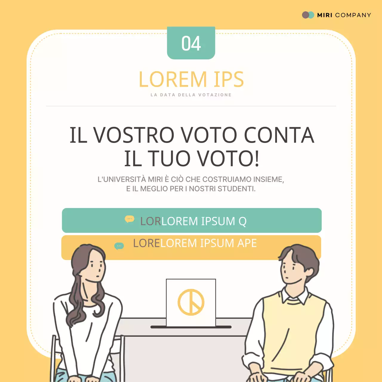 Promuovere una promessa di governo studentesco alla moda, gialla e menta.