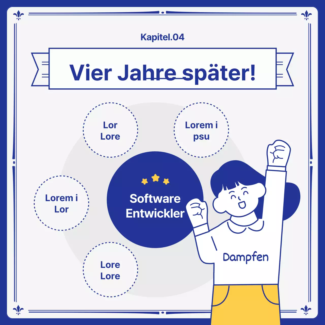 Kitschige gelbe und marineblaue Prospekte von Universitätsabteilungen