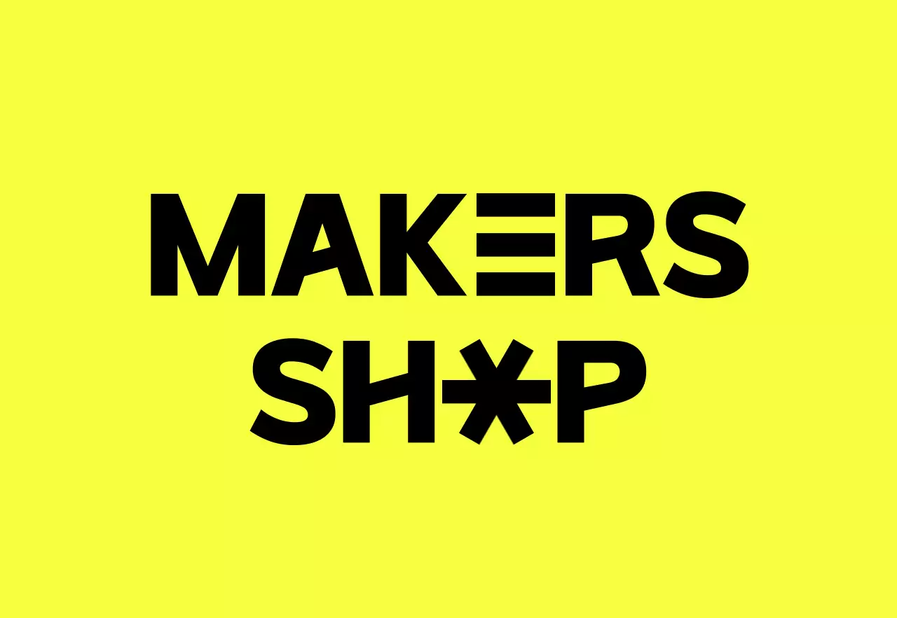 Papan nama yang sederhana dan bersih untuk toko editorial bermerek