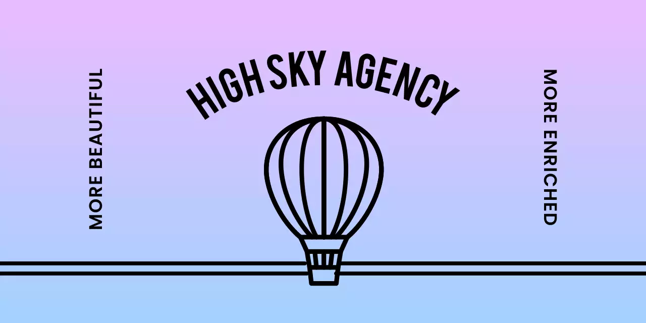 그라데이션 배경 위로 열기구가 있는 디자인