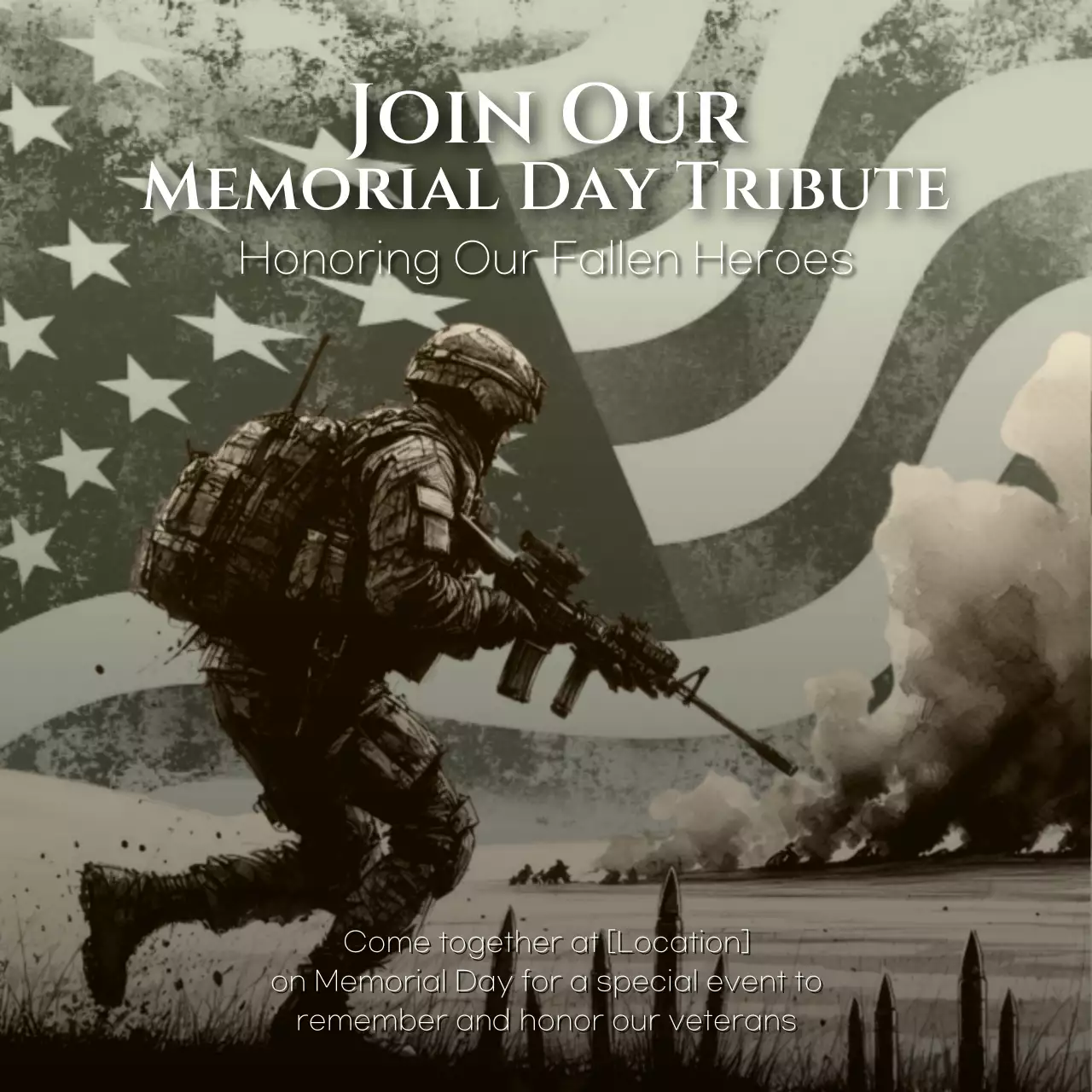 Grey Vintage Memorial Announcement Social Media Post