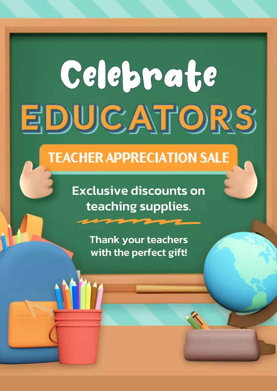 Green Classic Teacher Promotion Poster