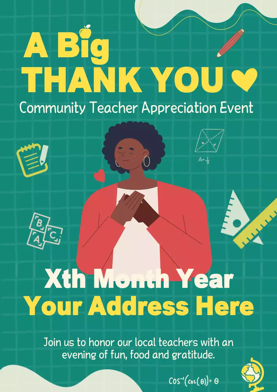 Green Simple Teacher Event Invitation Poster