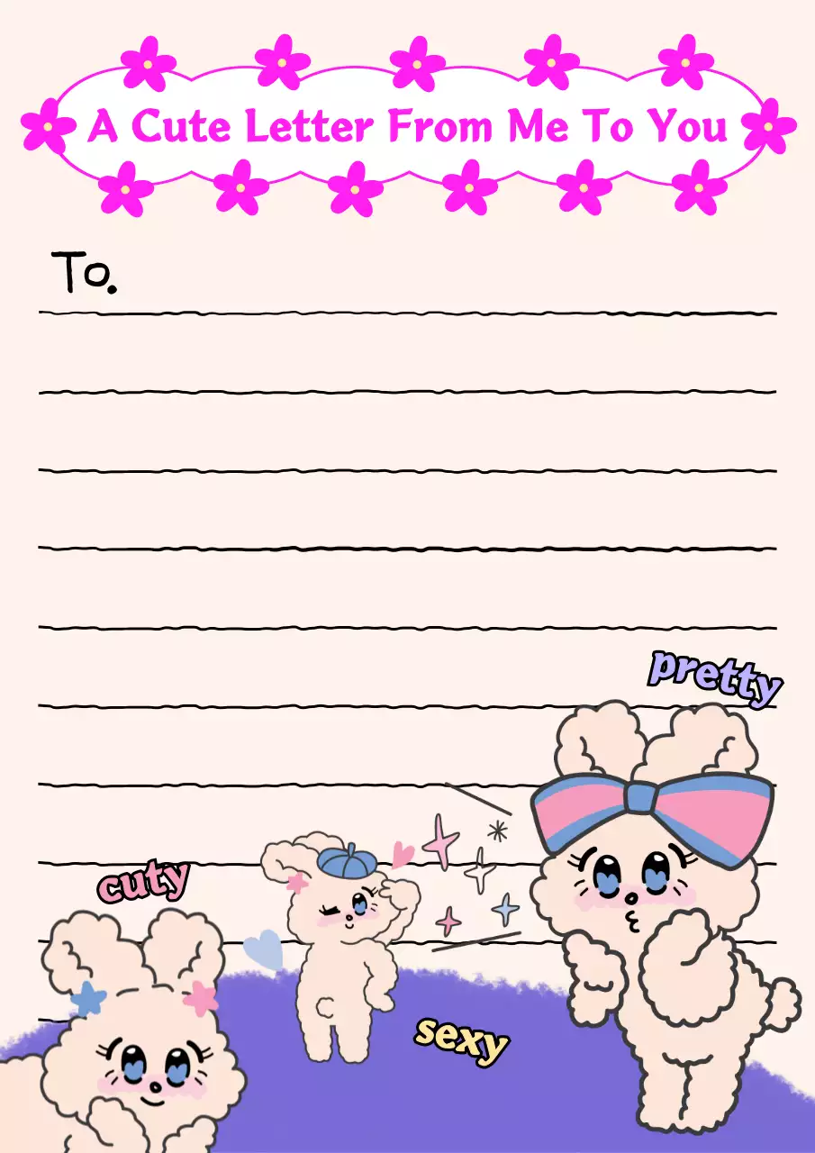 Pink Cute Letter Template