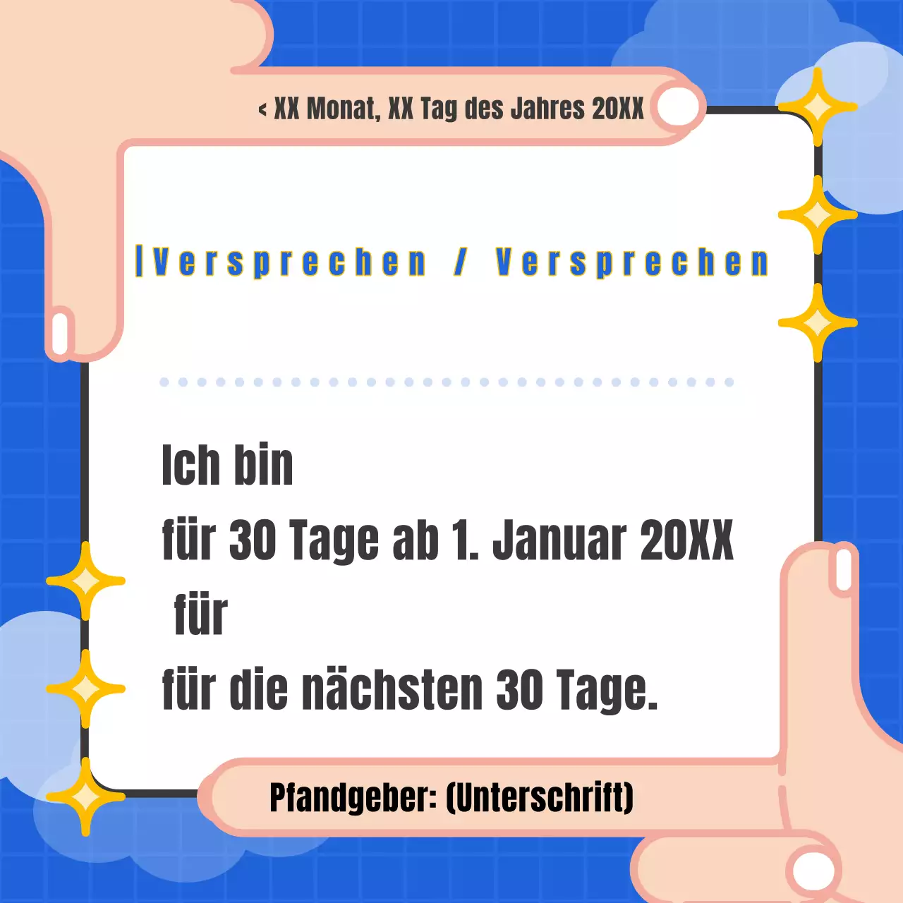 Blaues und gelbes Gag-Konzept Pfand