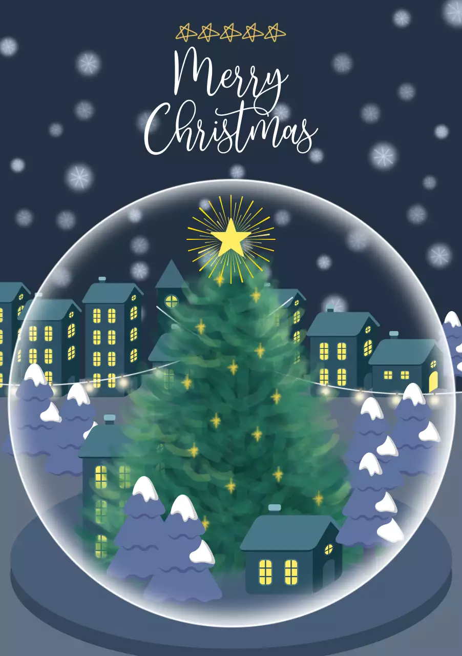 남색의 감성적인 크리스마스 스노우볼