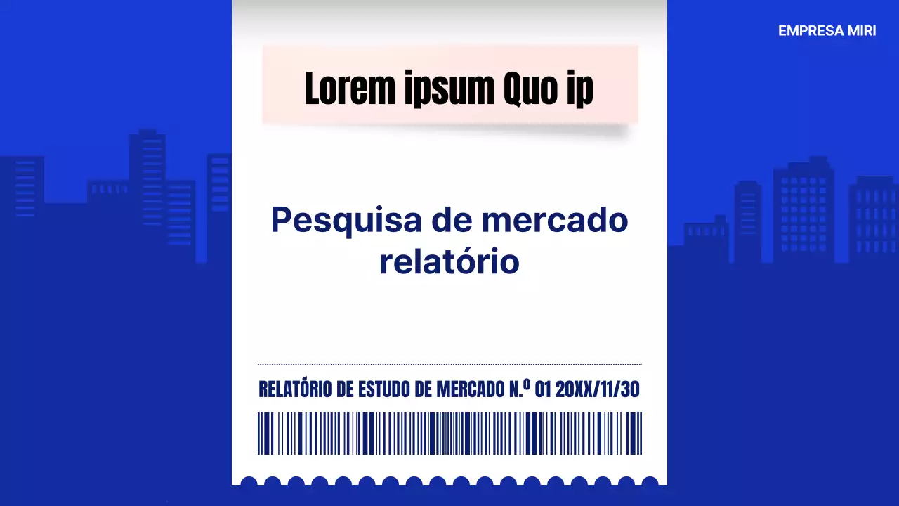 Relatório de estudo de mercado com conceito básico de recibo azul e branco