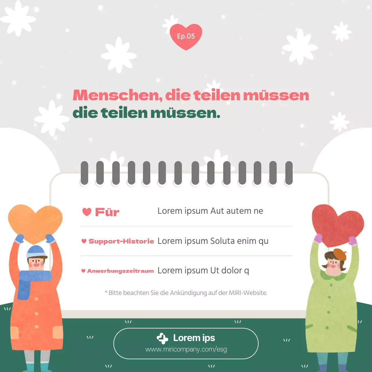 Eine hübsche grün-rosa ESG-Management-Berichterstattung