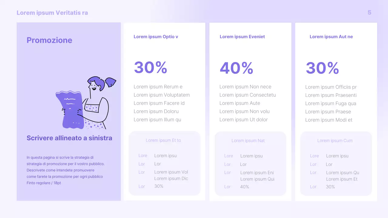 Un semplice brief promozionale viola e grigio