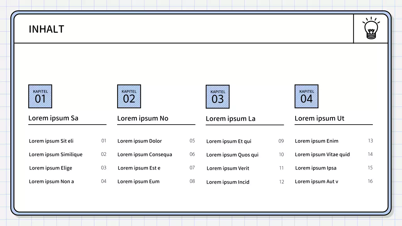 Ein einfacher, hellblauer zusammenfassender Bericht