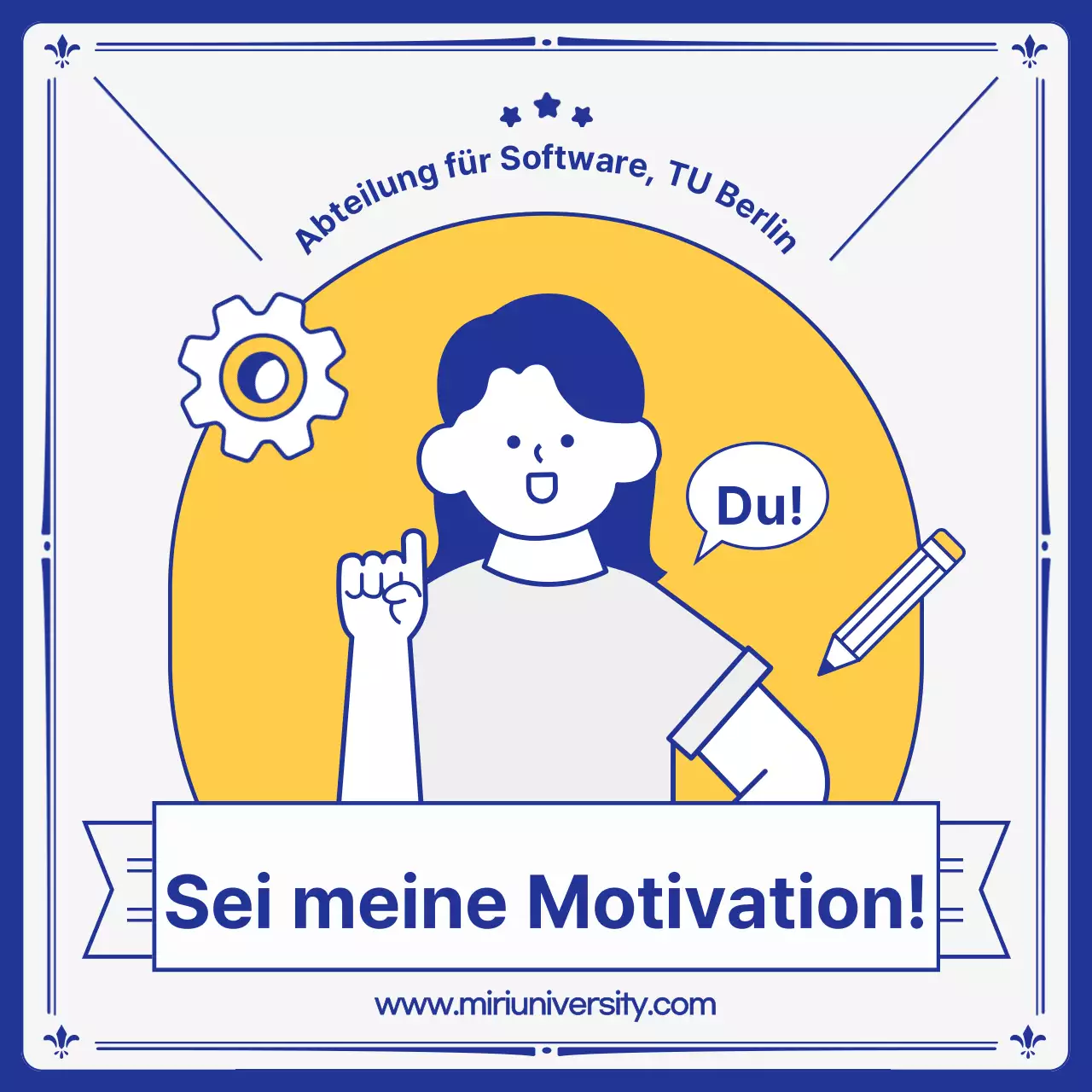 Kitschige gelbe und marineblaue Prospekte von Universitätsabteilungen