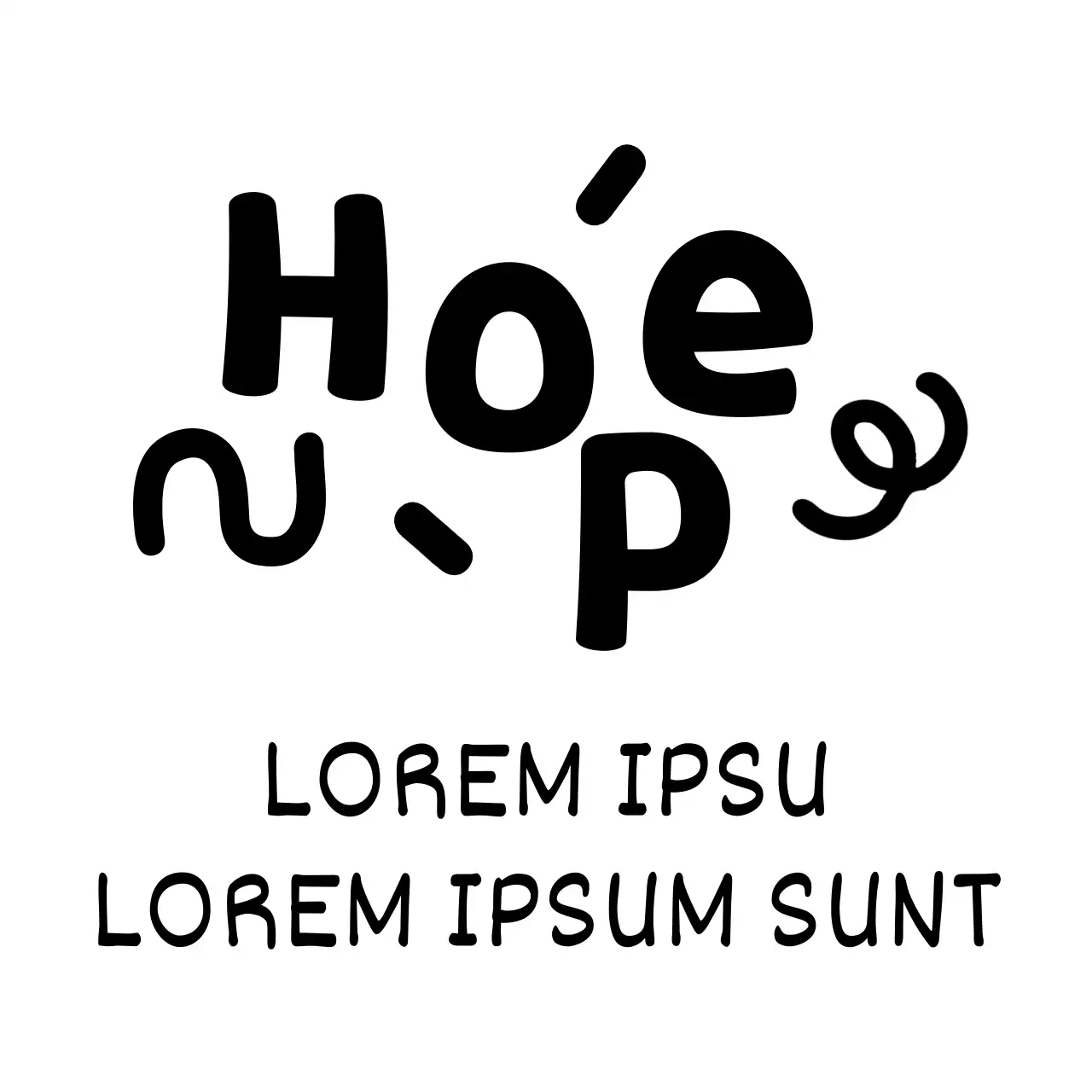 Centro de acolhimento de crianças com ilustrações e tipos de letra engraçados