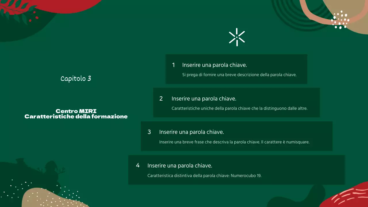 Guida alla formazione dei volontari con motivi geometrici rossi e verdi