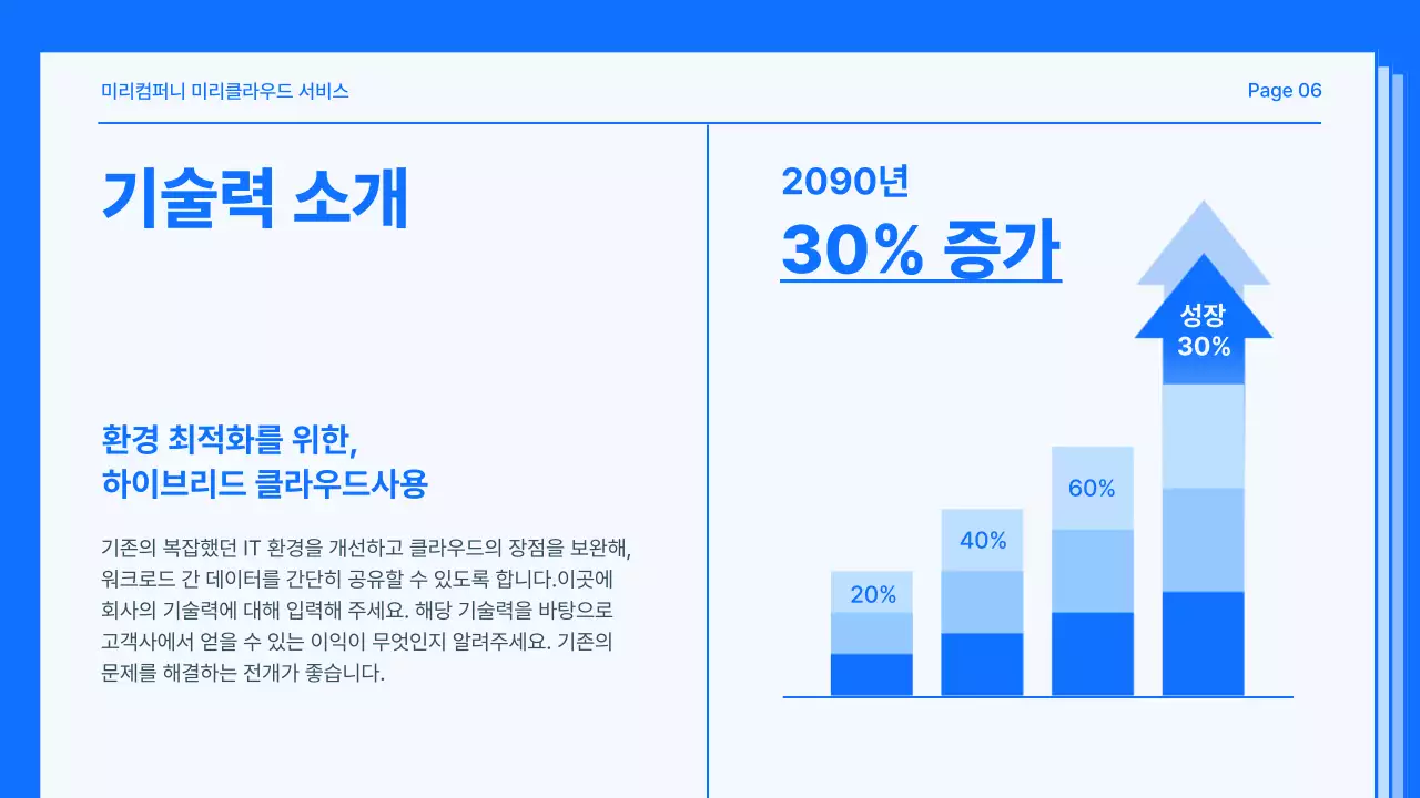 파랑과 흰색의 심플한 서비스 소개 제안서