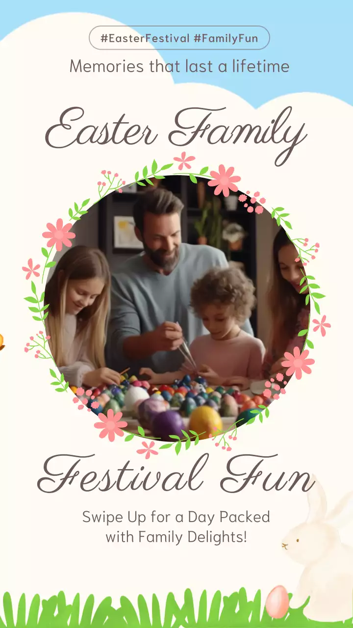 핑크와 스카이 블루의 매력적인 부활절 가족 축제 발표